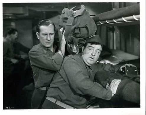 Bud Abbott and Lou Costello in the barracks in "Buck Privates"