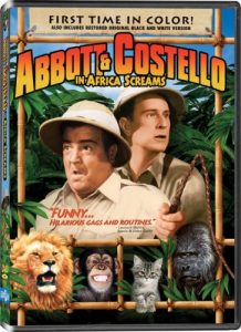 Abbott and Costello in Africa Screams - first time in color - also includes restored original black and white version - "funny ... hilarious gags and routines"