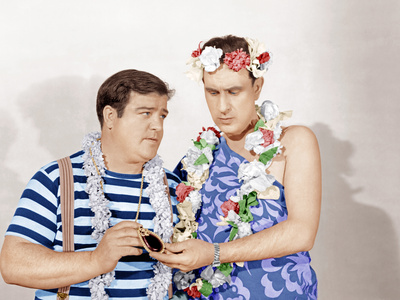 Pardon My Sarong color photo - Lou Costello, Bud Abbott