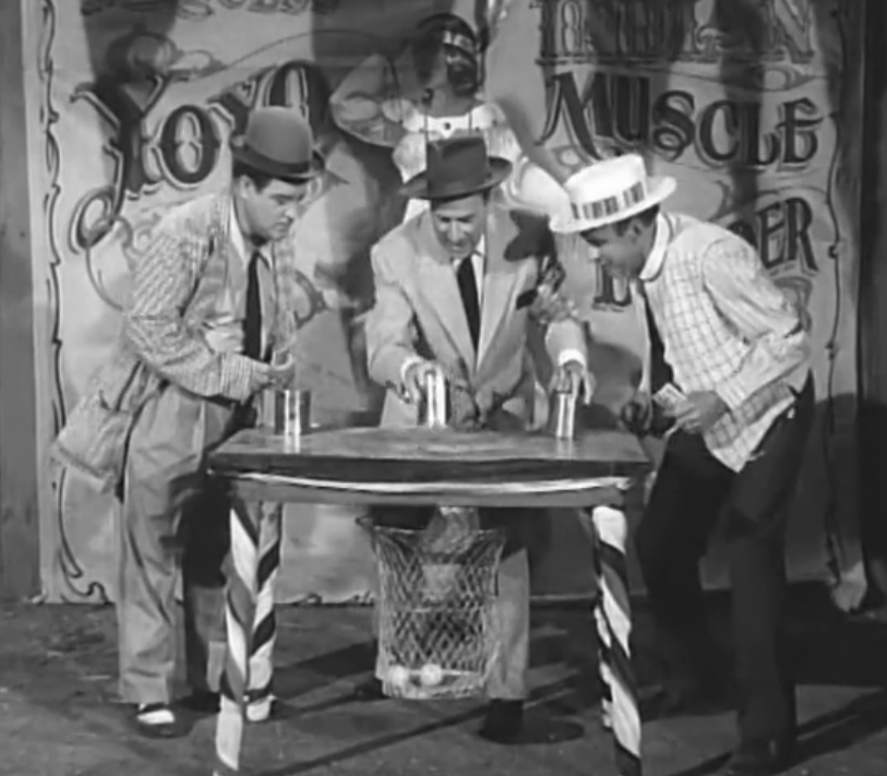 Lou Costello, Bud Abbott and Sid Fields play the cups and balls - or as Bud calls it, the Lemon Game
