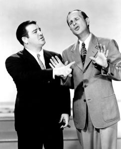 Lou Costello talking to Bud Abbott in One Night in the Tropics