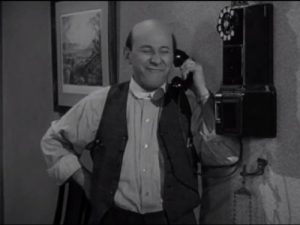 Sid Fields on the phone in Barber Lou, The Abbott and Costello Show season 2