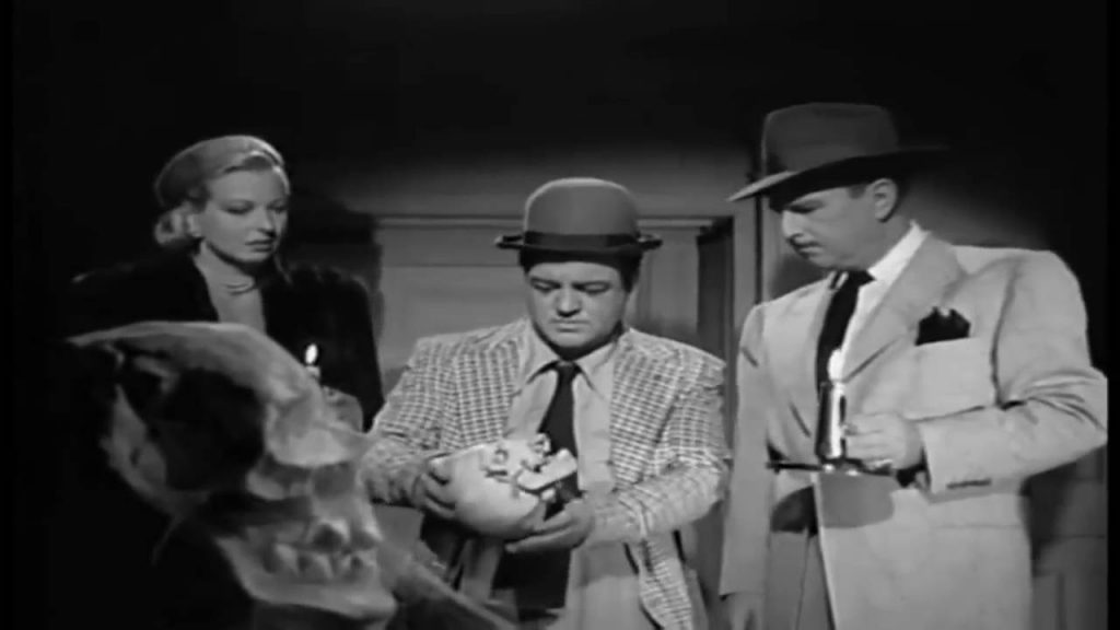 Hillary Brooke, Lou Costello, Bud Abbott in the Abbottt and Costello Show episode, The Haunted House
