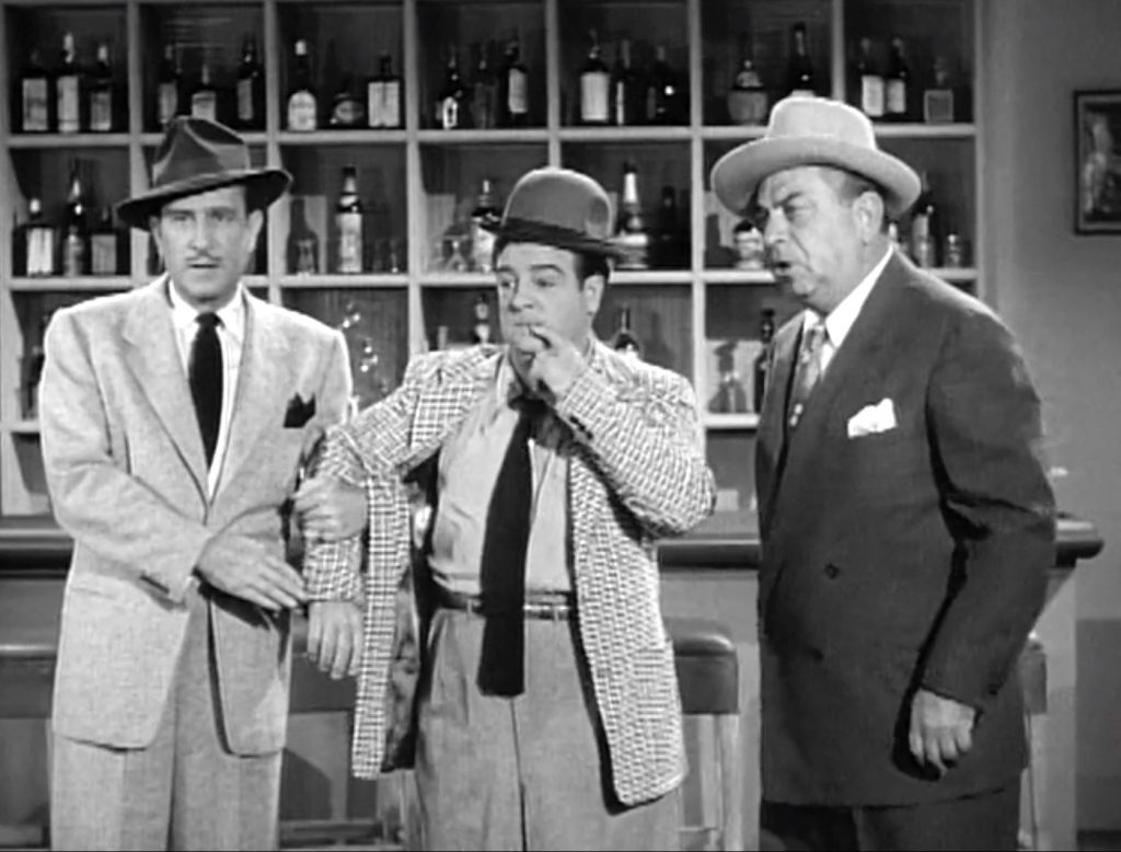 Abbott and Costello at the "invisible" saloon with the commissioner in "Alaska"