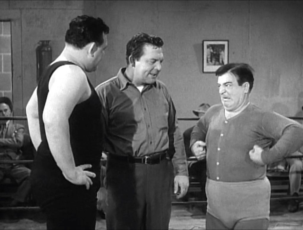 "The Wrestling Story" - Ivan the Terrible, Mike the Cop (referee) and Lou Costello in the ring