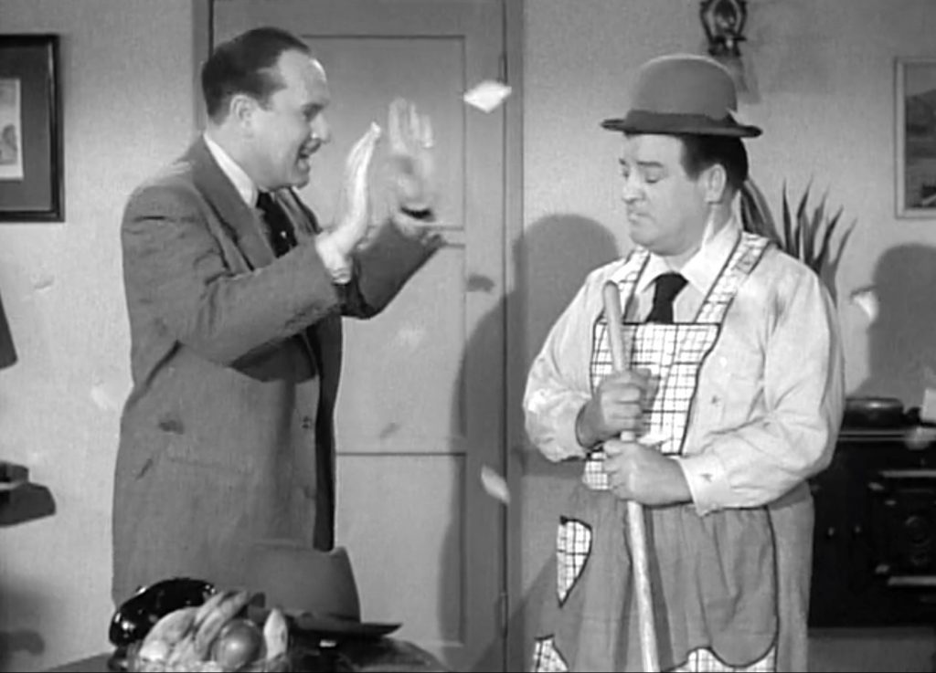 Confetti - no more bills! Bud Abbott and Lou Costello in "Uncle Bozzo's Visit"