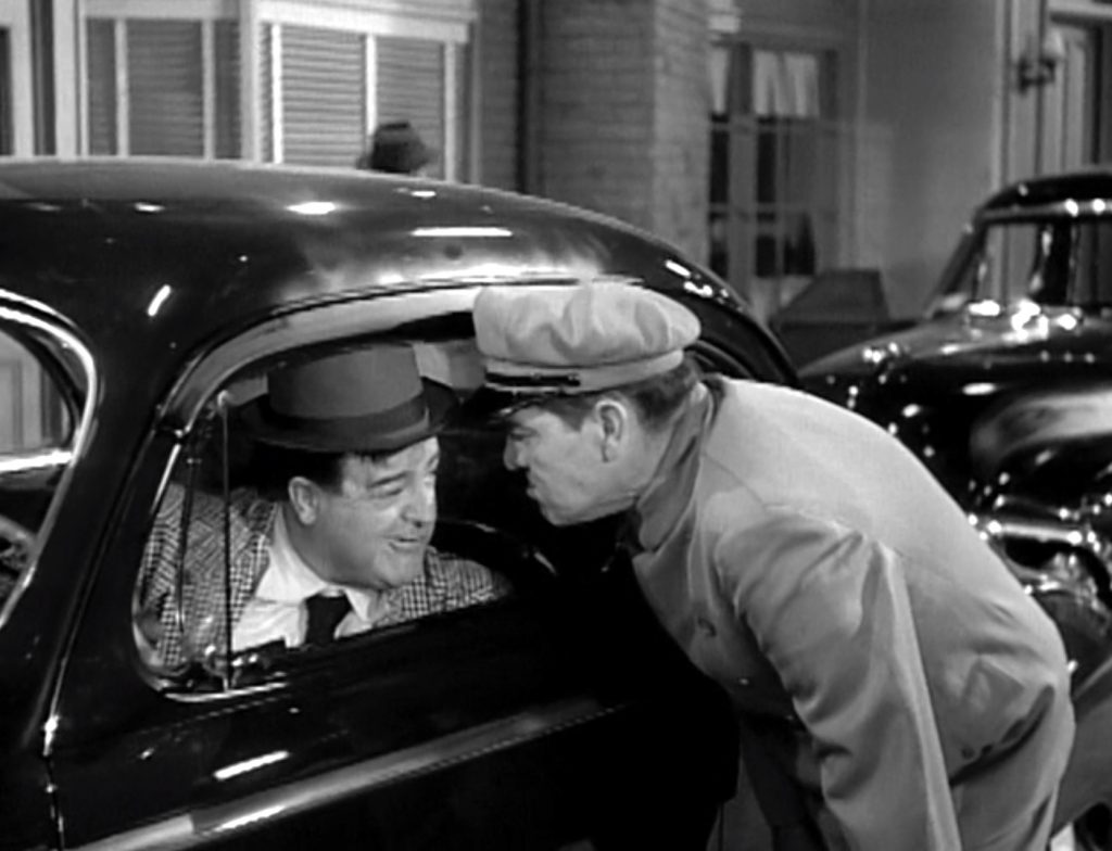 Lou Costello hits another car in "Car Trouble"