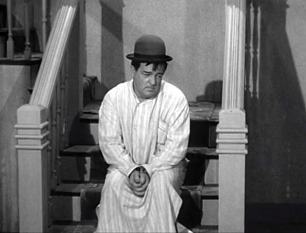 Lou Costello locked out of the apartment in "Uncle from New Jersey"