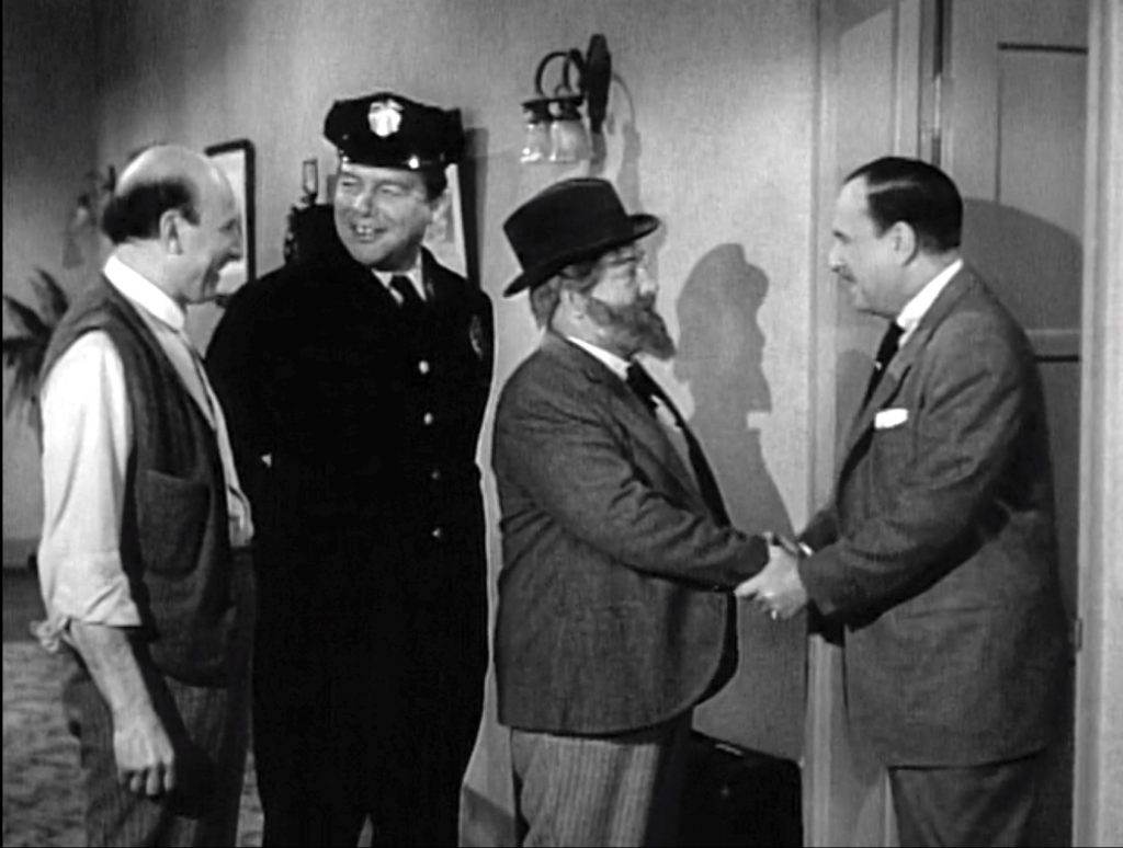 Sid Fields, Mike the Cop, Bud Abbott are all smiles at "Uncle Rupert"