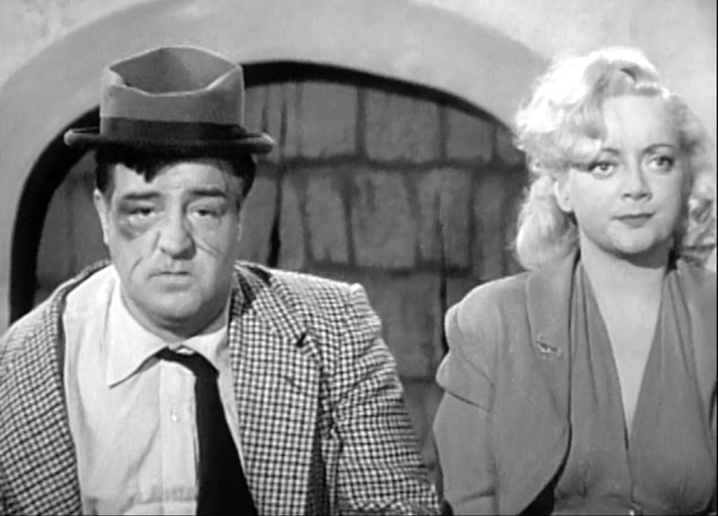 Lou Costello gets rejected by Connie Cezan in the Spooners Heaven ride at the amusement park