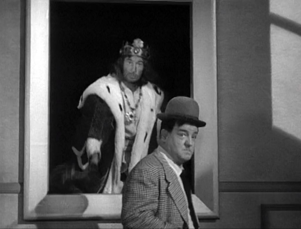 3D painting tries to hit Lou Costello in "Private Eye"