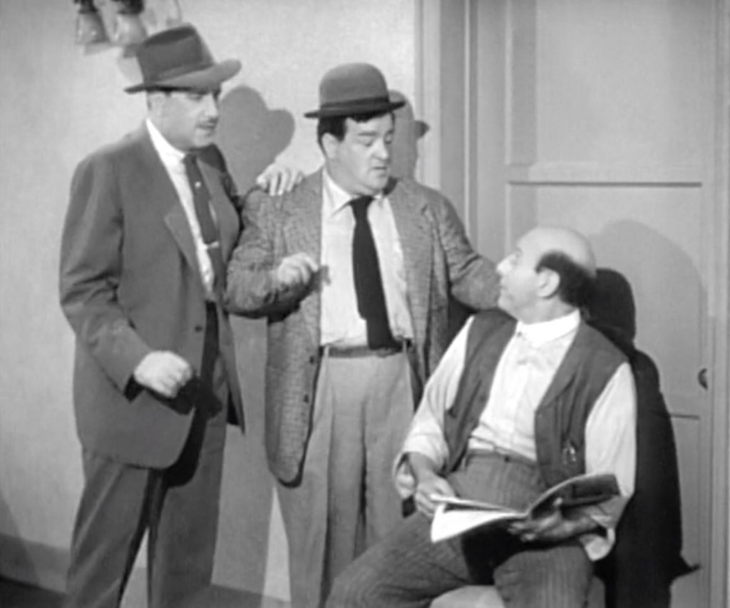 Bud Abbott and Lou Costello are six months behind on rent to Sid Fields -- again -- in "The Tax Return"