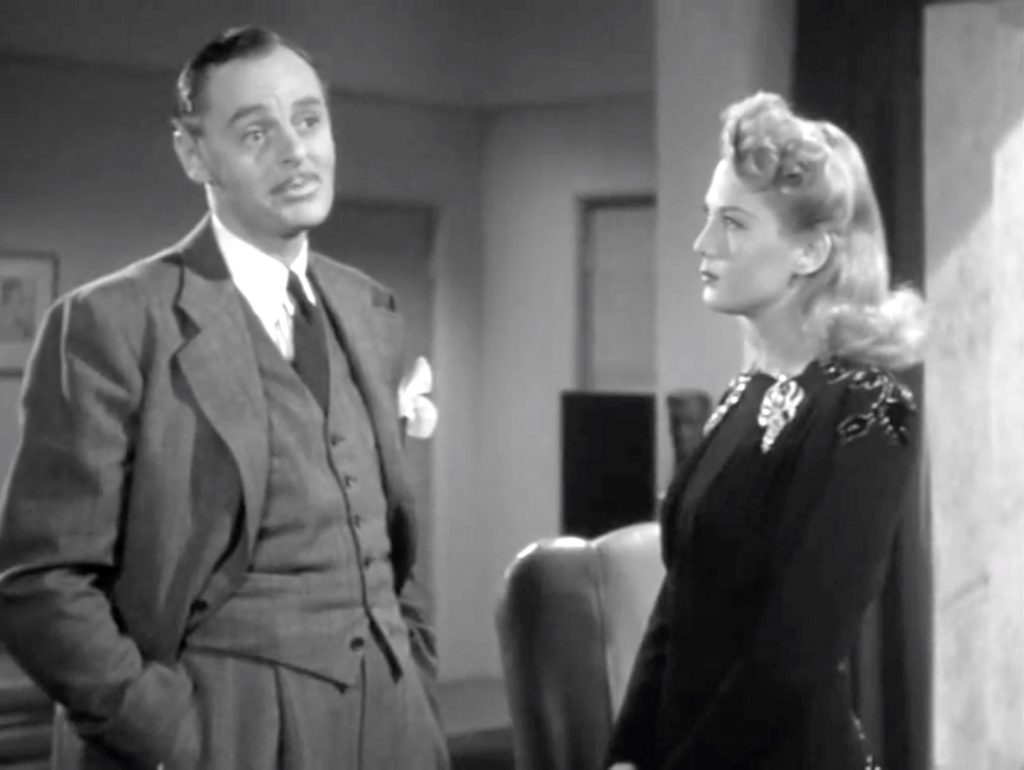 Marco Heller (Jerome Cowan) and Jane Little (Louise Allbritton) in "Who Done It?"