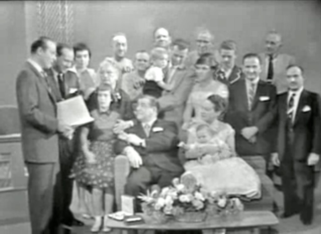 Lou with his entire family, Bud Abbott, and Ralph Edwards in "This is your life Lou Costello"