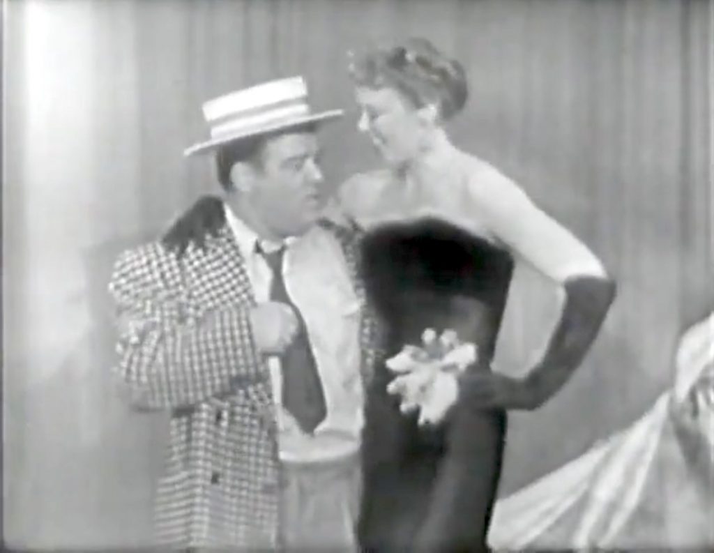 Evelyn Knight snuggling up to Lou Costello