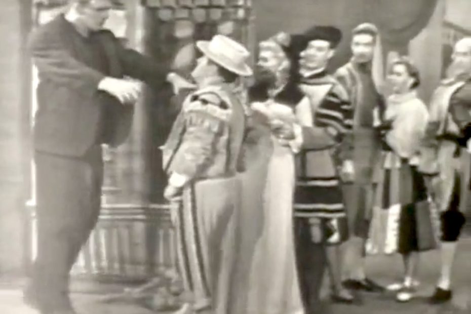 Frankenstein (Lon Chaney Jr.) shows up for the Don Juan Costello sketch! And dances with Lou!