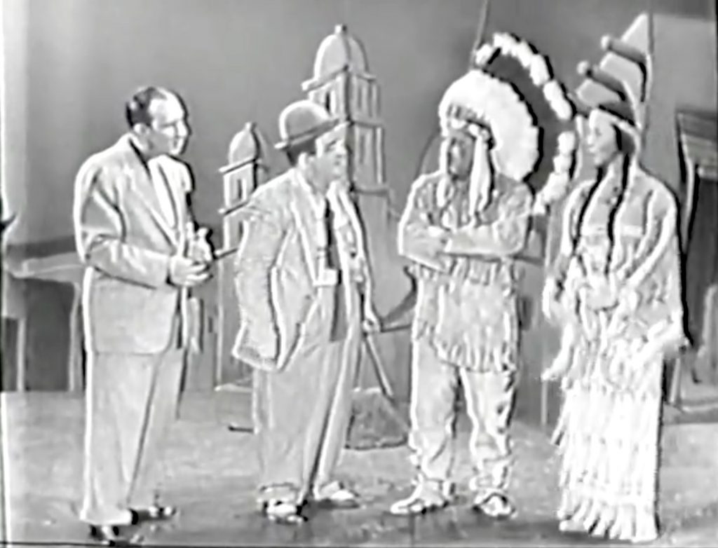 Bud Abbott and Lou Costello meet a pair of Indians in the desert as they look for the B Bar Boop ranch - "Who're the two jerks, Myron?"