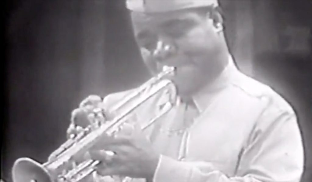 Louis Armstrong playing Basin Street Blues in the barracks